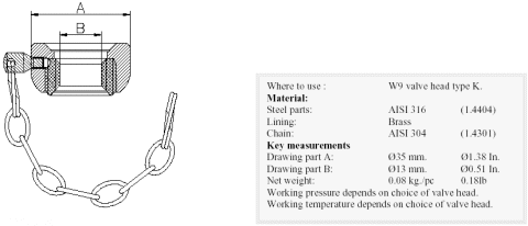 Keofitt W9 type K Valve Head Key Ring (600076)